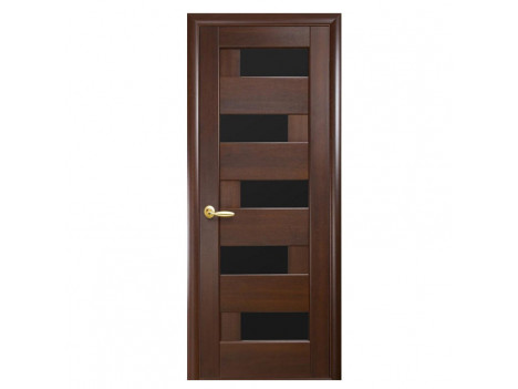 Міжкімнатні двері (полотно) ПП "Піана" каштан К 80, чорне скло