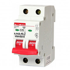 Автоматичний вимикач e.mcb.stand. 45.2.C25, 2р, 25А