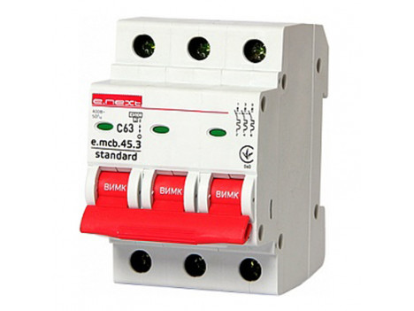 Автоматичний вимикач e.mcb.stand. 45.3.C63, 3р, 63А