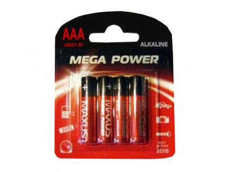 Батарейка алкалиновая "MAXUS" AAA/LR03 1,5V (AAA 4P, LR03)