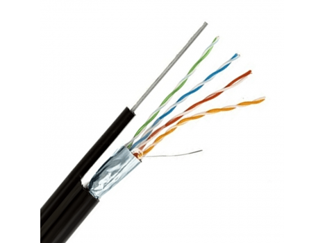 LAN кабель UTP+М cat.5E 4 х 2 х 0,51 PE на тросу, экранированный ЗЗЦМ