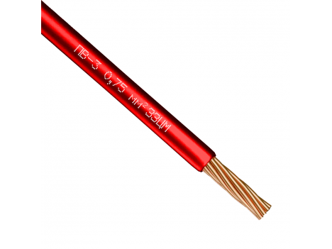 Провод ПВ-3 (0,75 мм²) красный ЗЗЦМ