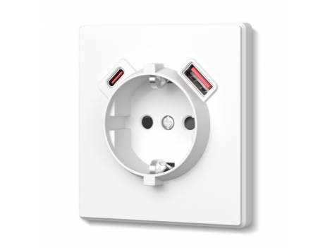 Розетка одинарна з/з USB-A+C 20W Videx Nota біла матова