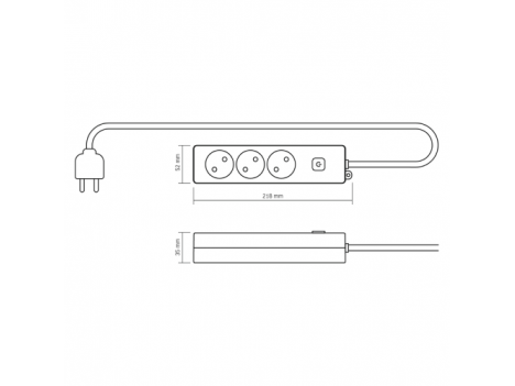 Подовжувач мережевий Videx Oncord з кнопкою б/з 3 поста (2 м) білий