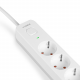 Подовжувач мережевий Videx Oncord з кнопкою з/з 4 пости (1.5 мм) 3 м білий