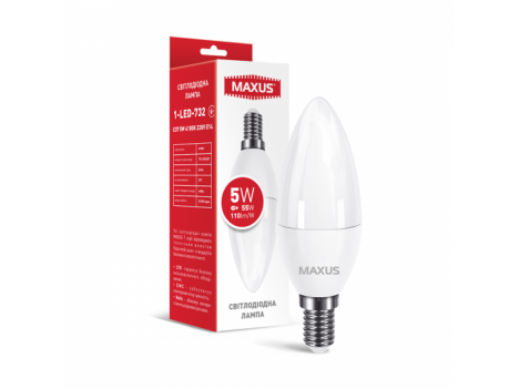 Лампа світлодіодна Maxus LED C37 5W 4100K 220V E14