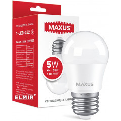 Лампа светодиодная Maxus LED G45 5W 3000K 220V Е27