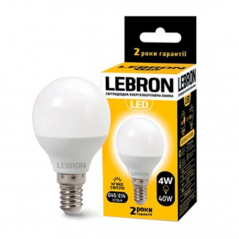 Лампа светодиодная LED L-G45 4W 3000K 220V E14 Lebron