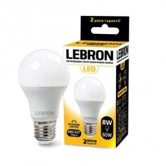 Лампа светодиодная Lebron LED L-A60 8W 4100K 220V E27
