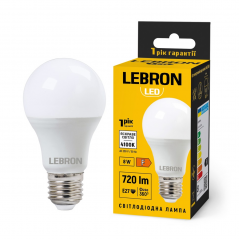 Лампа светодиодная Lebron LED L-A60 8W 4100K 220V E27