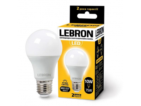 Лампа світлодіодна LeBron LED L-A60 10W 3000K 220V E27