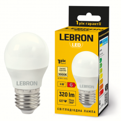 Лампа светодиодная Lebron LED L-G45 4W 3000K 220V E27