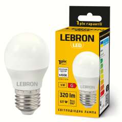 Лампа светодиодная Lebron LED L-G45 4W 4100K 220V E27