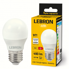 Лампа светодиодная Lebron LED L-G45 6W 4100K 220V E27