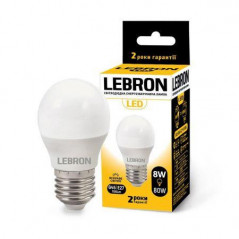 Лампа світлодіодна Lebron LED L-G45 8W 4100K 220V E27