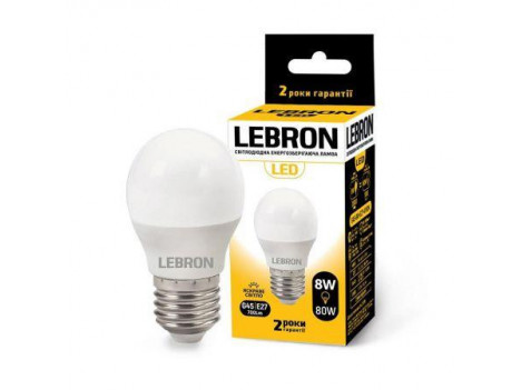 Лампа светодиодная Lebron LED L-G45 8W 4100K 220V E27