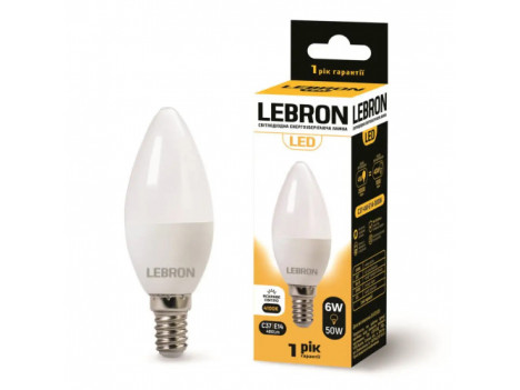 Лампа светодиодная Lebron L-C37 6W 4100K 220V E14