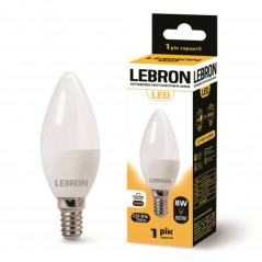 Лампа светодиодная Lebron L-C37 8W 4100K 220V E14