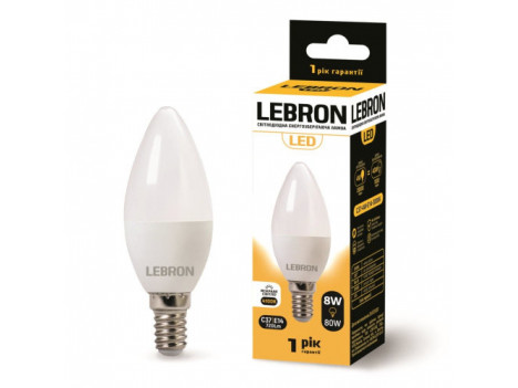 Лампа светодиодная Lebron L-C37 8W 4100K 220V E14