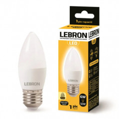 Лампа світлодіодна Lebron LED L-C37 6W 3000K 220V E27