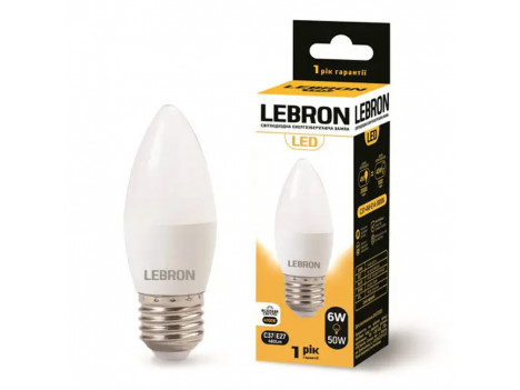 Лампа світлодіодна Lebron L-C37 6W 4100K 220V E27