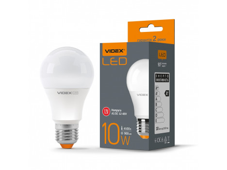Лампа светодиодная Videx LED A60e 10W 4100К 12-48 V E27