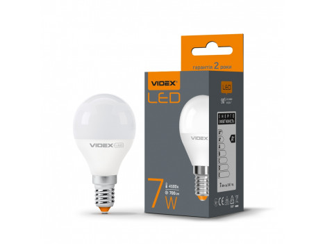 Лампа світлодіодна Videx LED G45e 7W 4100К 220V E14