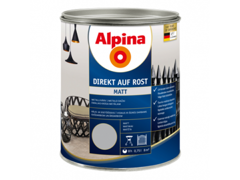 Емаль по іржі матова Alpina Direkt Auf Rost Matt (0,75 л) чорна