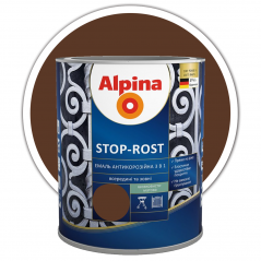 Емаль антикорозійна 3в1 Alpina Stop Rost темно-коричнева (0,75 л)