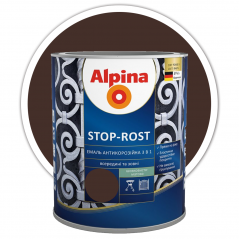 Эмаль антикоррозийная 3в1 Alpina Stop Rost шоколад (0,75 л)