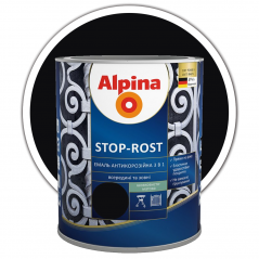 Емаль антикорозійна 3в1 Alpina Stop Rost чорна (2,5 л)