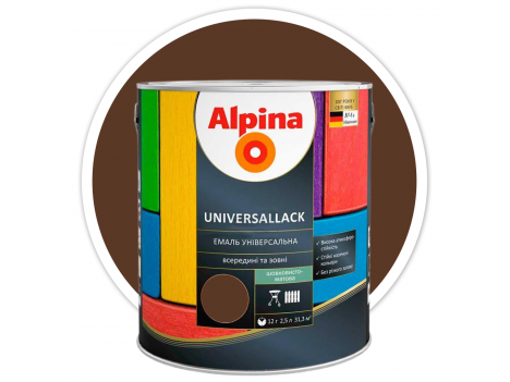 Емаль Alpina Universallack темно-коричнева глянсова (2,5 л)