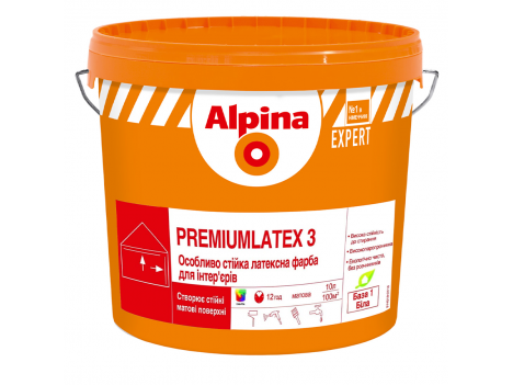 Краска интерьерная в/д Alpina Premium Latex 3, B3 (9,4 л)