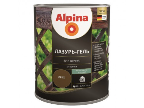Лазурь для дерева Alpina Lasur-Gel орех (0,75 л)