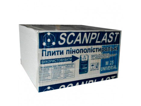 Пінопласт Scanplast Fasad ПСБ-С-25 100 мм (1 х 1 м) 10,2 кг/м³