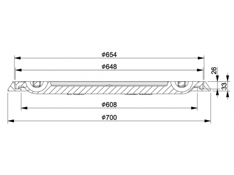 Люк канализационный круглый легкий + бетонный 700 мм (3366233/234-N) А15, ДСТУ EN 124