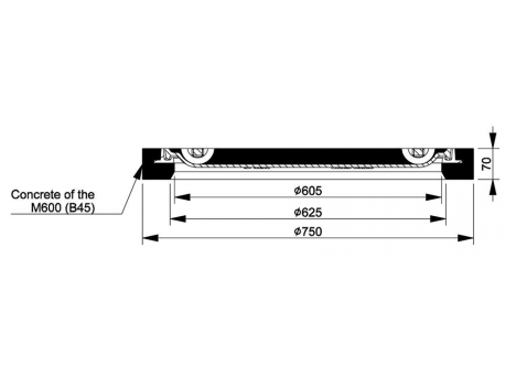 Люк канализационный круглый легкий + бетонный 700 мм (3366233/234-N) А15, ДСТУ EN 124