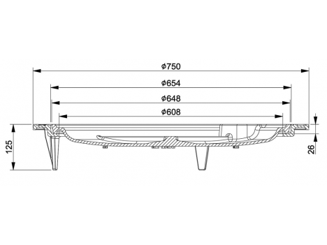 Люк канализационный круглый средний + бетонный 750 мм (3366235/236-N) B125, ДСТУ EN 124