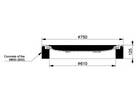 Люк канализационный круглый средний + бетонный 750 мм (3366235/236-N) B125, ДСТУ EN 124