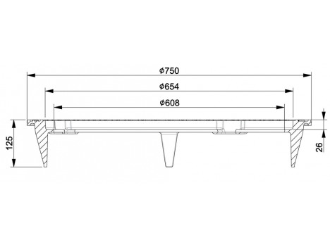 Люк канализационный круглый средний + бетонный 750 мм (3366235/236-N) B125, ДСТУ EN 124