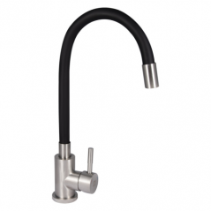 Смеситель для кухни Lidz Aria 015F3 с гибим изливом, черный