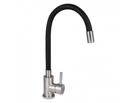 Смеситель для кухни Lidz Aria 015F3 с гибим изливом, черный