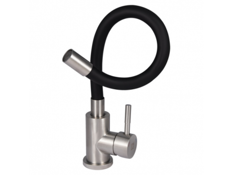 Смеситель для кухни Lidz Aria 015F3 с гибим изливом, черный