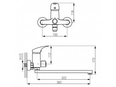 Змішувач для ванни Ferro One BFO5A без лійки та шлангу, хром