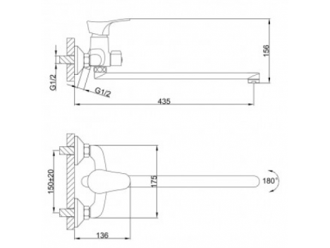 Смеситель для ванны Frap F2214-B длинный, хром