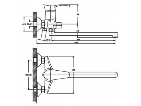 Змішувач для ванни Haiba Eris 006 Euro HB0100 хром