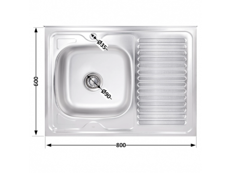Мойка для кухни Brinex 6080-L 0,6 мм Satin (BRIN6080LSAT06)