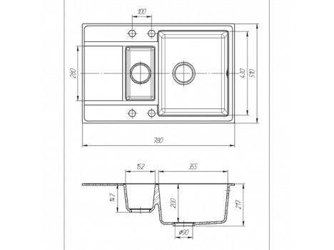 Мойка кухонная Solid Практик (780 х 510 мм) белый песок