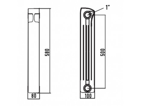 Секция радиатора биметаллического Aquavita X7 (500 х 100 мм) 30 бар