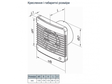 Вентилятор вытяжной Vents 100 М (14 Вт) 98 м³/час